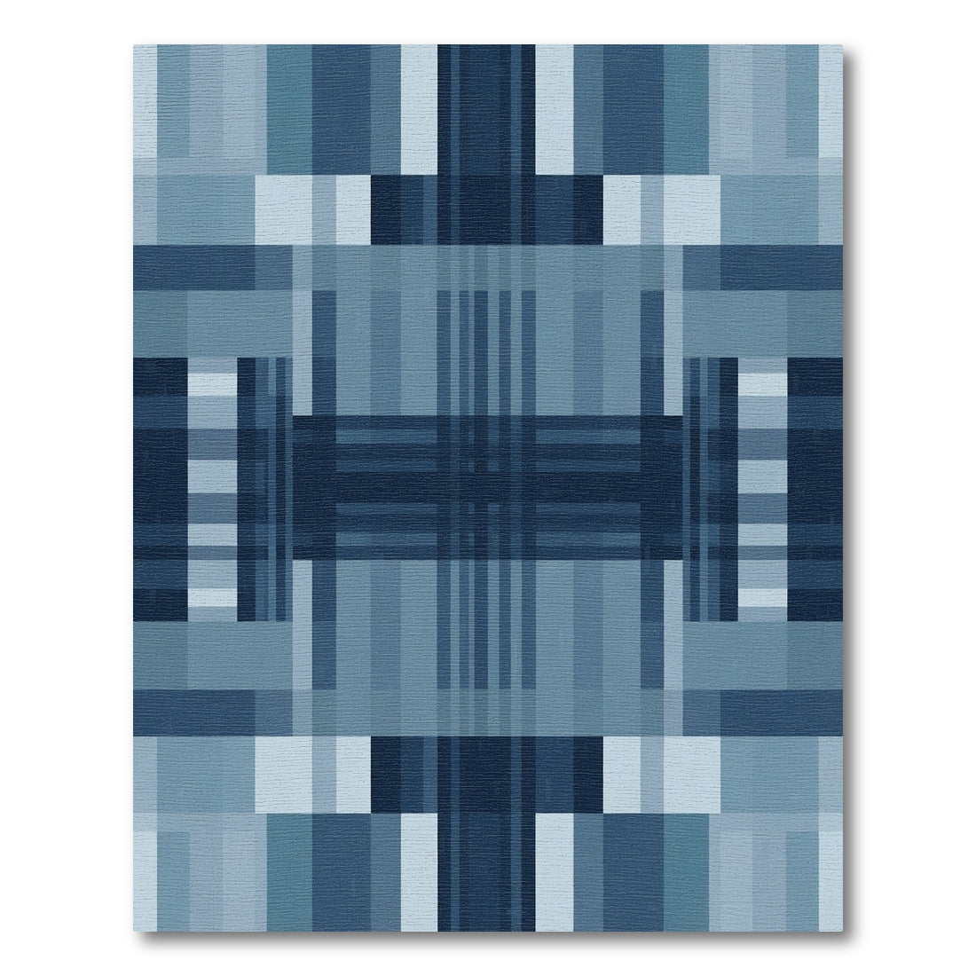 Geometric Blue Abstract Blocks Rug