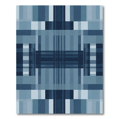 Geometric Blue Abstract Blocks Rug