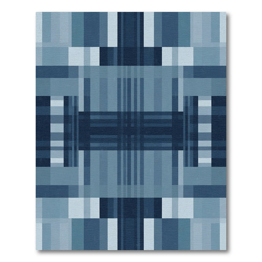 Geometric Blue Abstract Blocks Rug