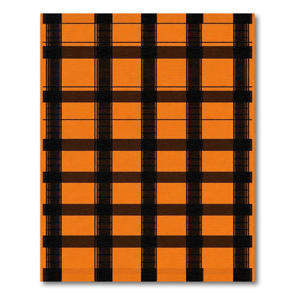 Bold Orange Black Plaid Squares Rug