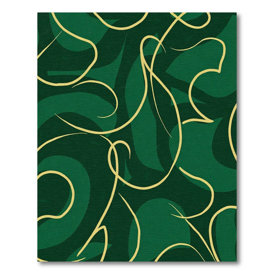 Deep Emerald Swirls Calligraphy Rug