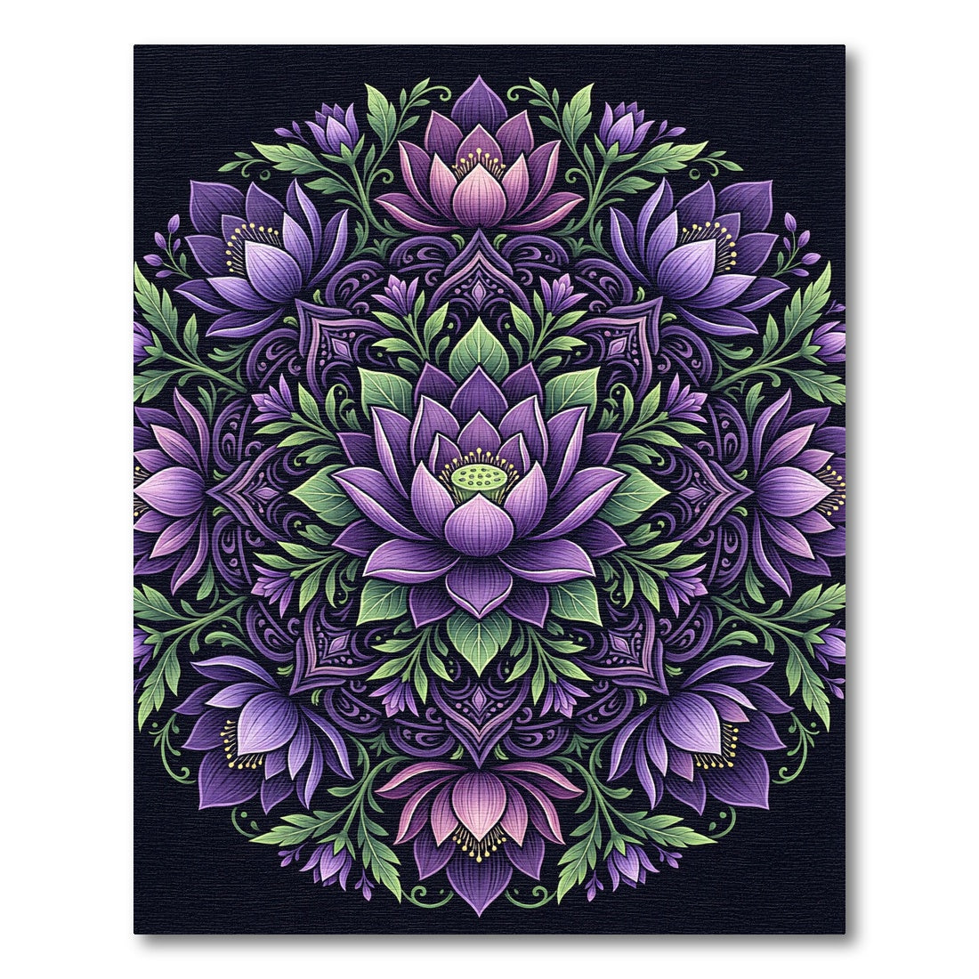 Radiant Purple Lotus Mandala Floral Medallion Rug