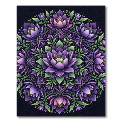 Radiant Purple Lotus Mandala Floral Medallion Rug