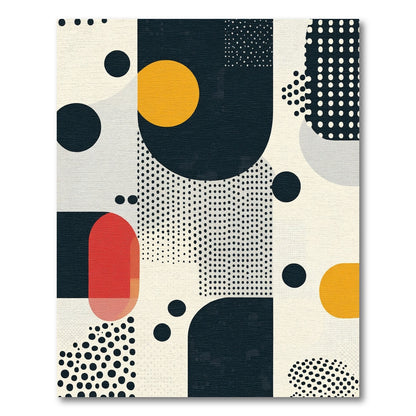 Abstract Circles Yellow Red Geometric Rug