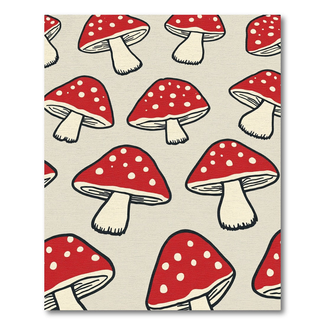 Retro Red White Mushroom Pattern Rug