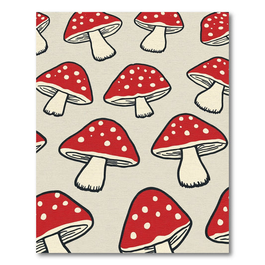 Retro Red White Mushroom Pattern Rug