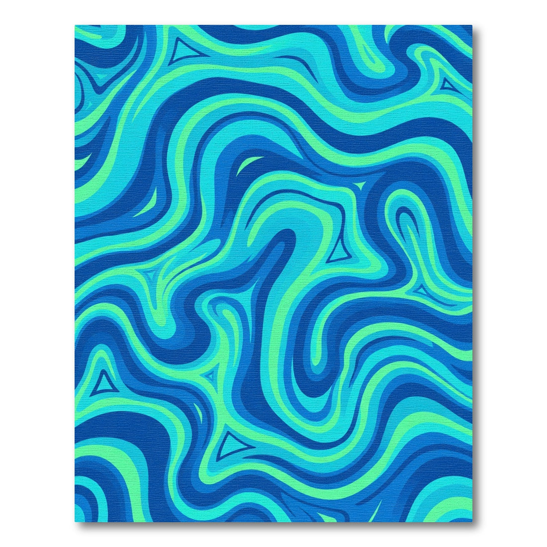Blue Green Swirling Waves Rug