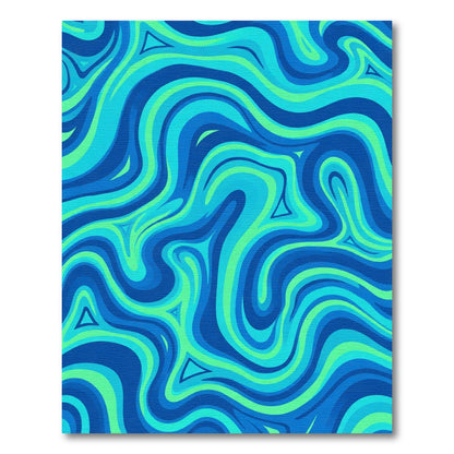 Blue Green Swirling Waves Rug