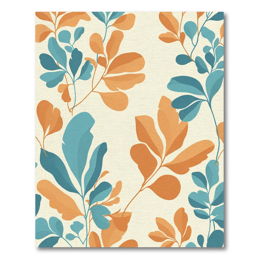 Orange Teal Leafy Vine Harmony Rug