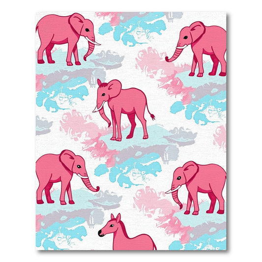 Pink Elephant Watercolor Spotty Rug