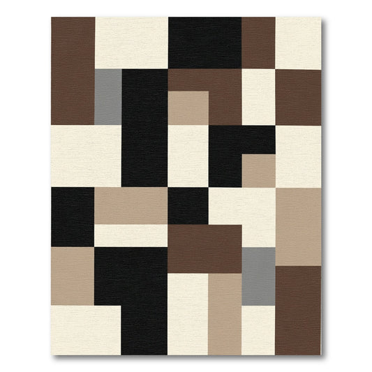 Modern Earthy Tone Geometric Blocks Rug