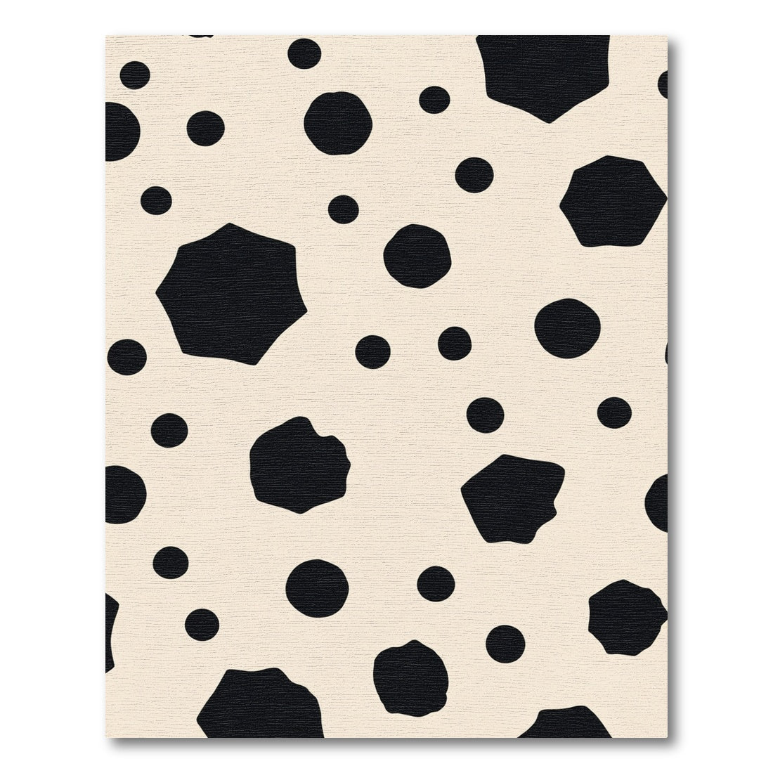 Black Organic Spots Cream Rug