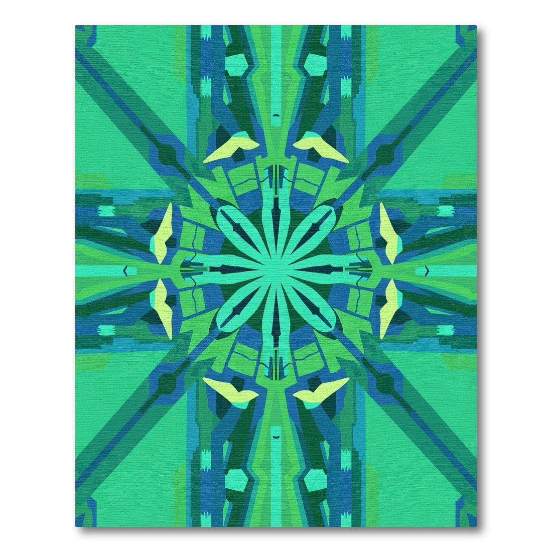 Emerald Green Geometric Sunburst Rug