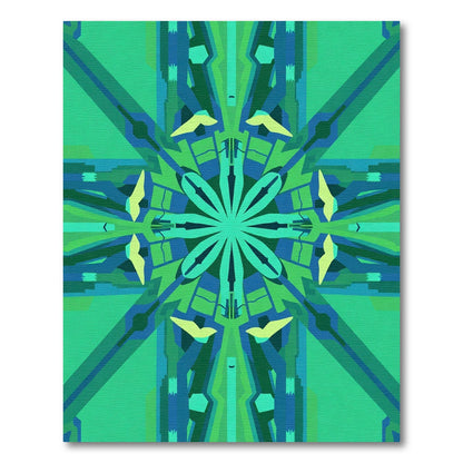 Emerald Green Geometric Sunburst Rug