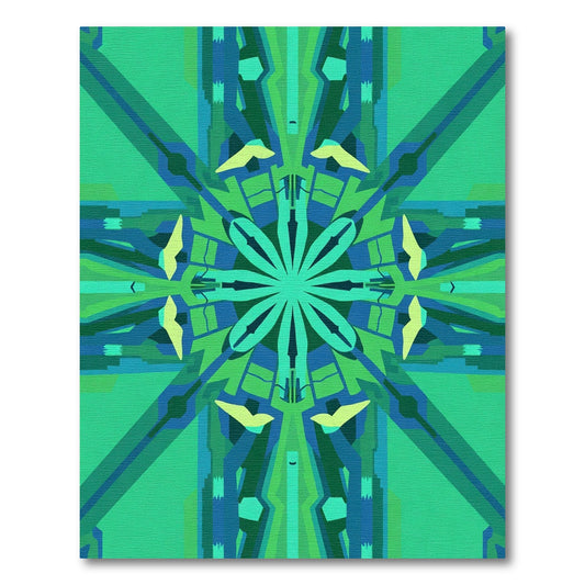 Emerald Green Geometric Sunburst Rug