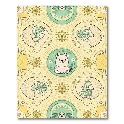Sweet Bear Pastel Floral Garden Rug