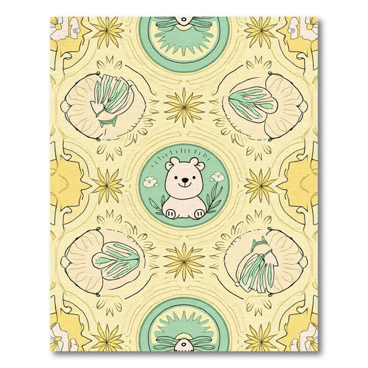 Sweet Bear Pastel Floral Garden Rug