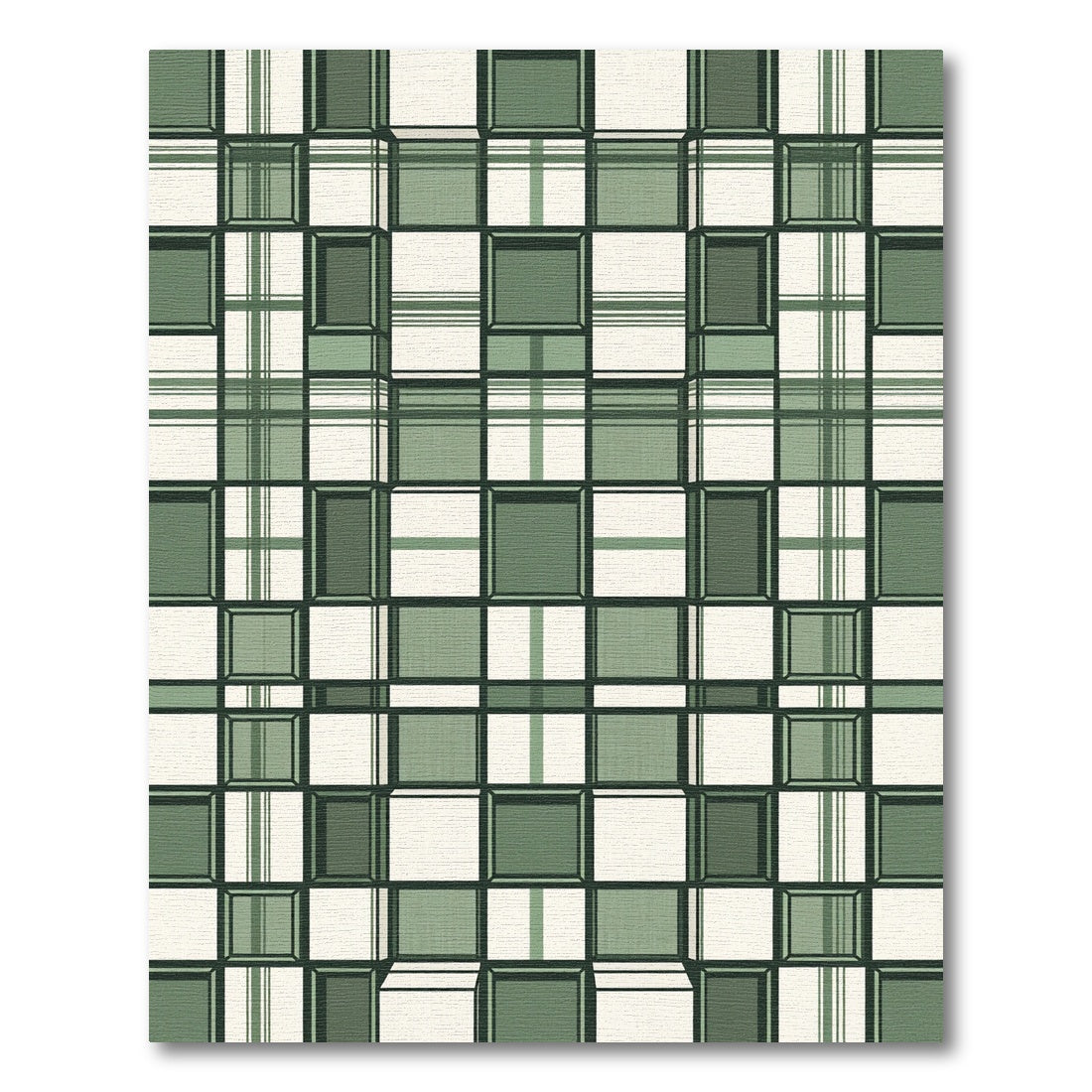 Sage Green Dimensional Plaid Boxes Rug