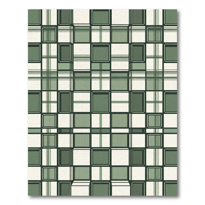 Sage Green Dimensional Plaid Boxes Rug