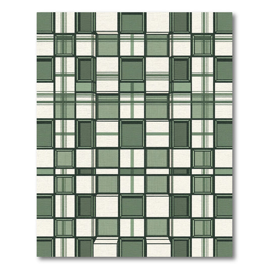 Sage Green Dimensional Plaid Boxes Rug