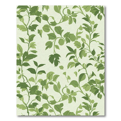 Verdant Green Leafy Vine Scroll Rug