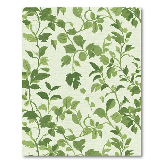 Verdant Green Leafy Vine Scroll Rug