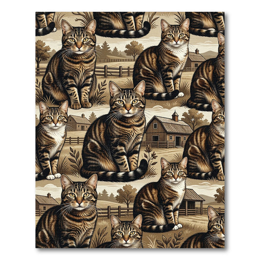 Farmhouse Tabby Cats Barn Scenic Rug