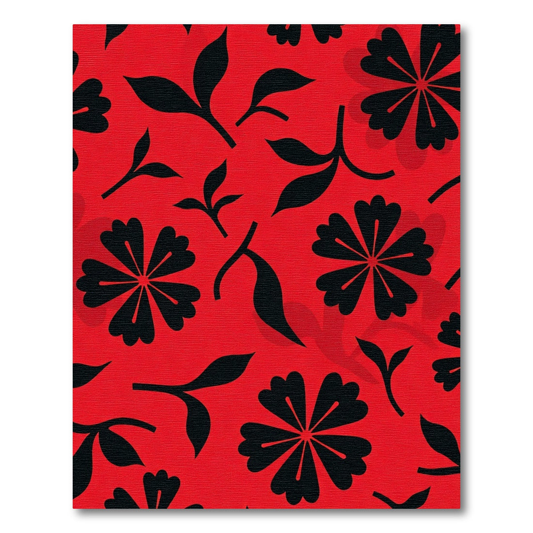 Bold Black Floral Red Background Rug