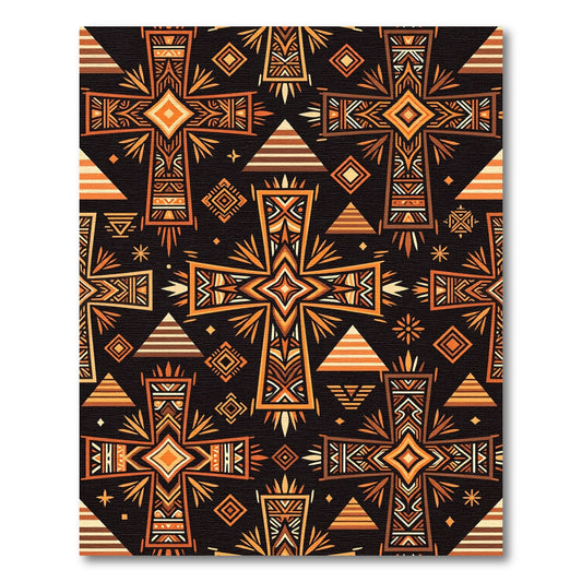Earthy Terracotta Geometric Cross Mosaic Rug