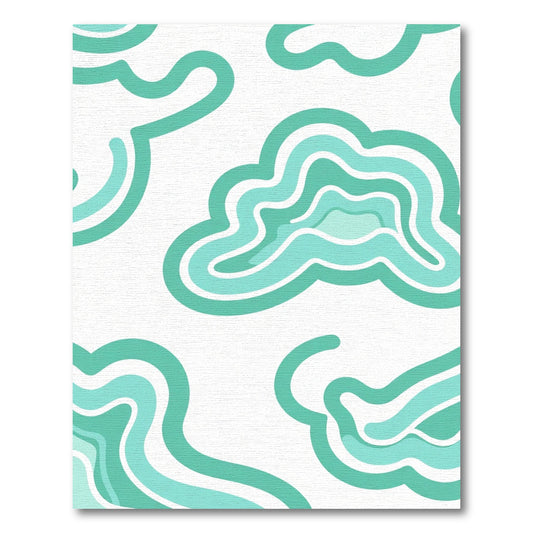 Cool Aqua Organic Wave Composition Rug
