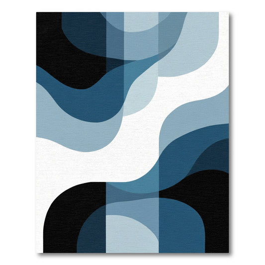 Abstract Blue Wave Overlay Rug