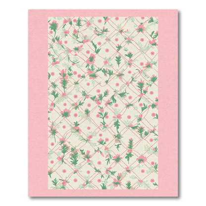 Delicate Pink Floral Lattice Rug