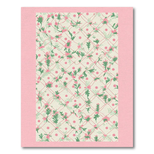 Delicate Pink Floral Lattice Rug