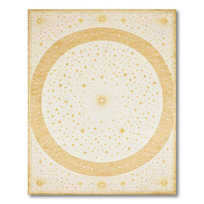 Golden Sunburst Stars Circle Rug