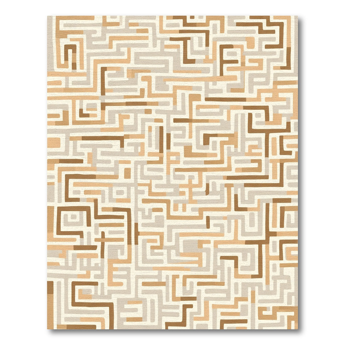 Abstract Earthy Maze Labyrinth Rug