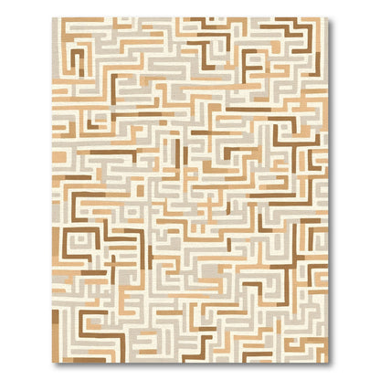 Abstract Earthy Maze Labyrinth Rug