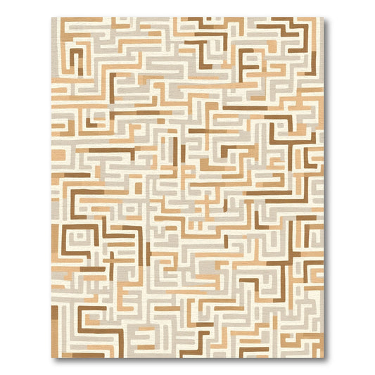 Abstract Earthy Maze Labyrinth Rug