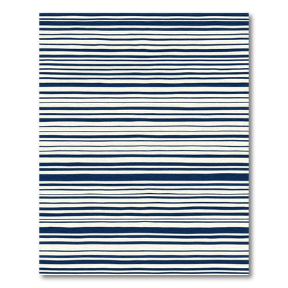 Navy Cream Textured Stripes Rug