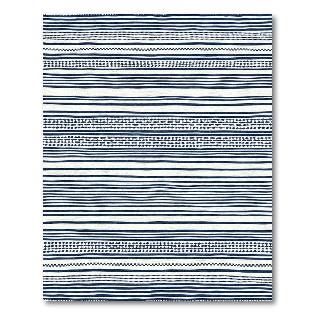 Navy Boho Striped Tassel Rug