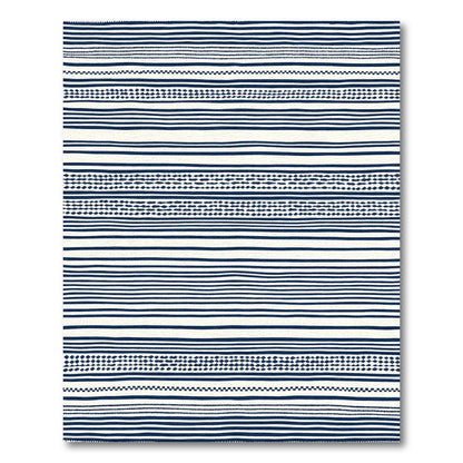 Navy Boho Striped Tassel Rug