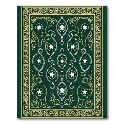 Emerald Green White Golden Celtic Knot Rug
