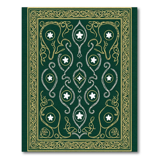 Emerald Green White Golden Celtic Knot Rug