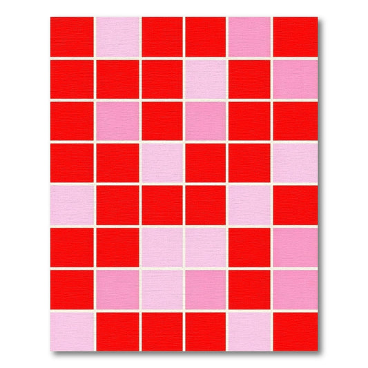 Bold Pixelated Pink Heart Red Rug