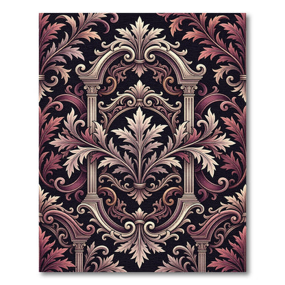 Elegant Victorian Damask Dusty Rose Filigree Rug