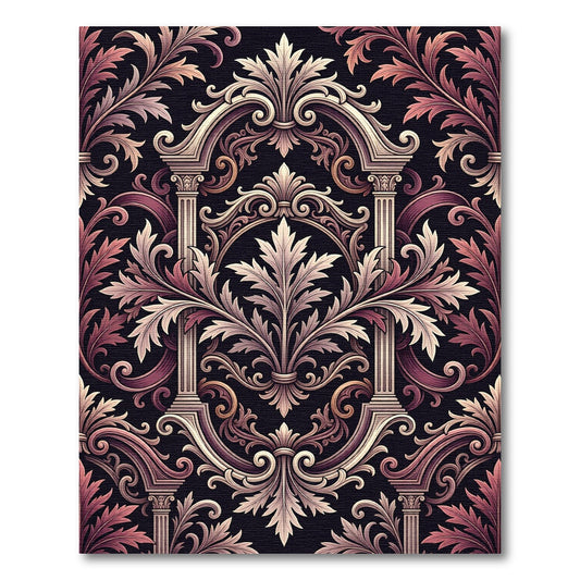 Elegant Victorian Damask Dusty Rose Filigree Rug