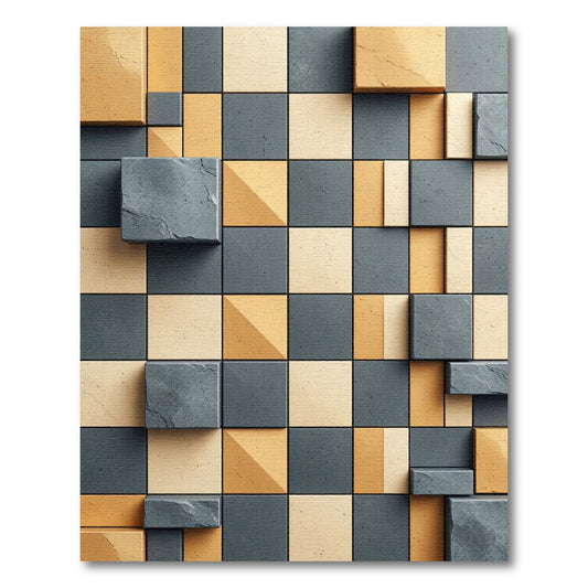 Textured Geometric Cube Arrangement Rug