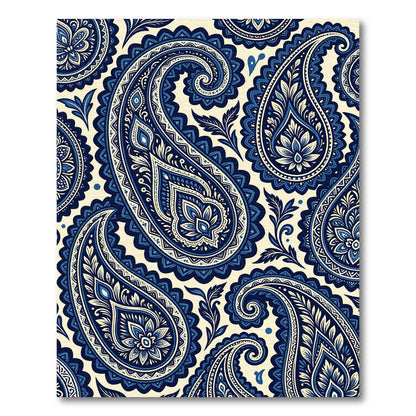 Classic Blue Paisley Floral Swirl Rug