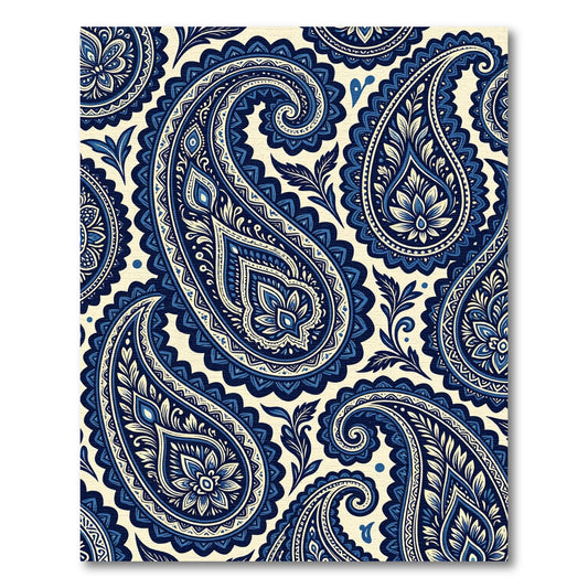 Classic Blue Paisley Floral Swirl Rug