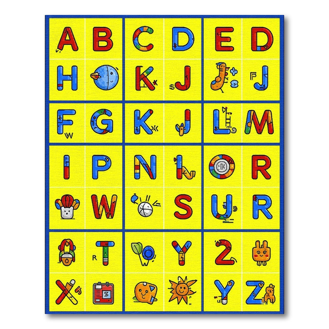 Colorful Playful Alphabet Cartoon Rug