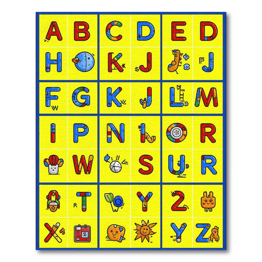 Colorful Playful Alphabet Cartoon Rug